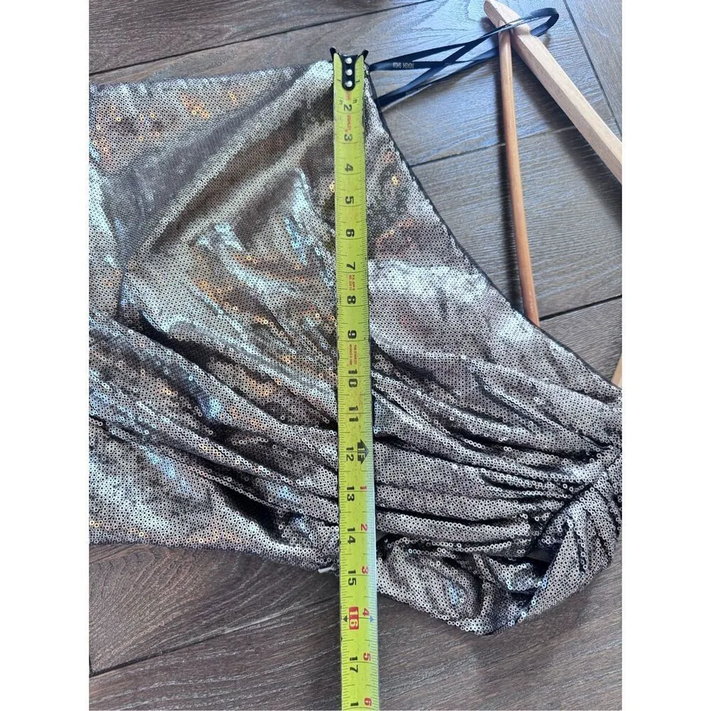 NWT Tadashi Shoji Bronze Sequin One Shoulder Cocktail Dress Size 6 - Image 11