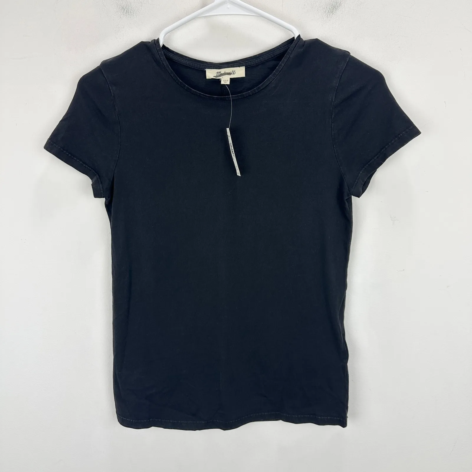 Madewell Essential Slim Tee Shirt Lightweight Cotton Jet Black Basics XXS NWT - Image 3