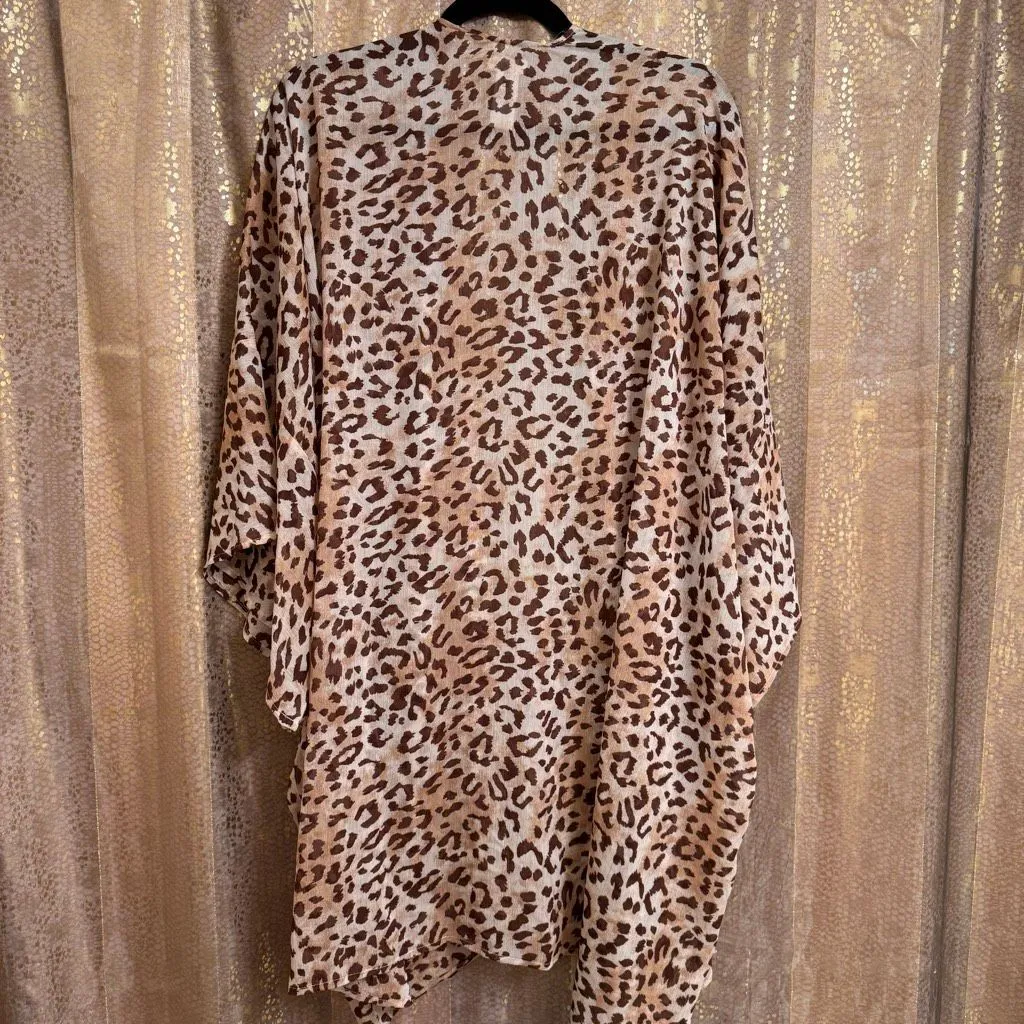 Aerie Sheer Cheetah Leopard Print Kimono Swim Cover Up Robe One Size - Image 2
