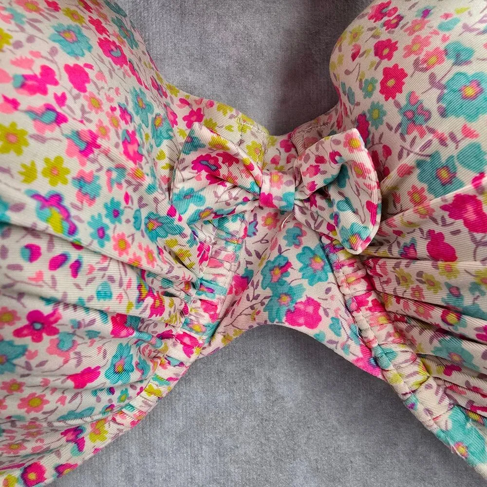 Old Navy Cream Floral Padded Underwire Adjustable Strap Bikini Swimwear Top 1XL - Image 3