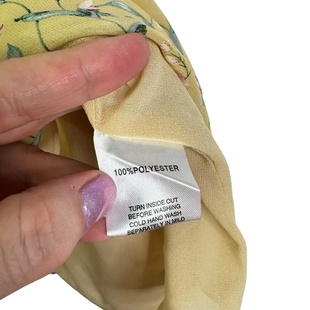 SABO SKIRT‎ Small Aloe Mini Dress Floral Yellow Golden Smocked Peasant Flowers S - Image 12