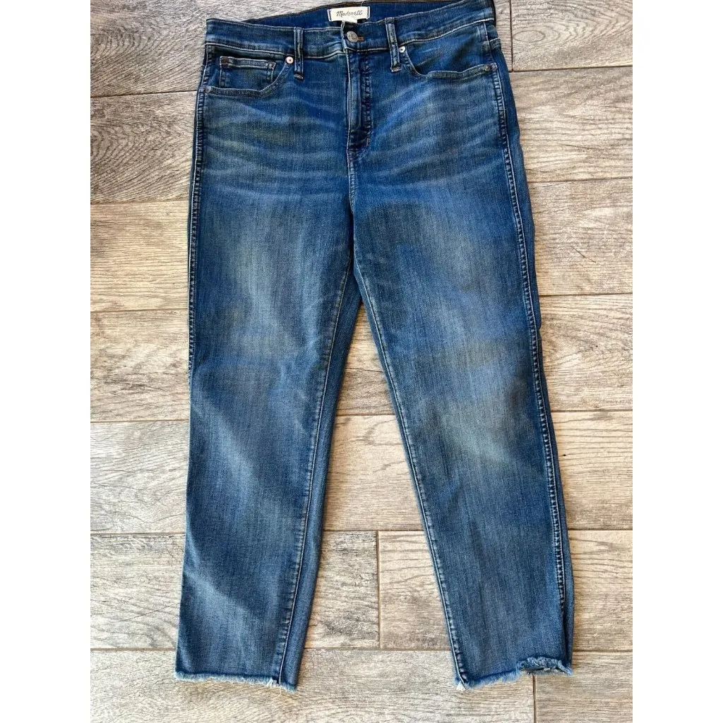 Madewell Denim Jeans Stovepipe size 29‎ Jean Frayed Stretch Womens Raw Hem - Image 3