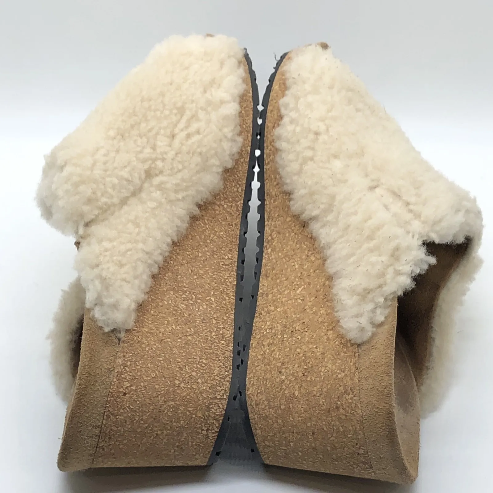 Birkenstock Papillio Namica Teddy Fleece Slip On Cork Wedge Size 38 US 8 - Image 6