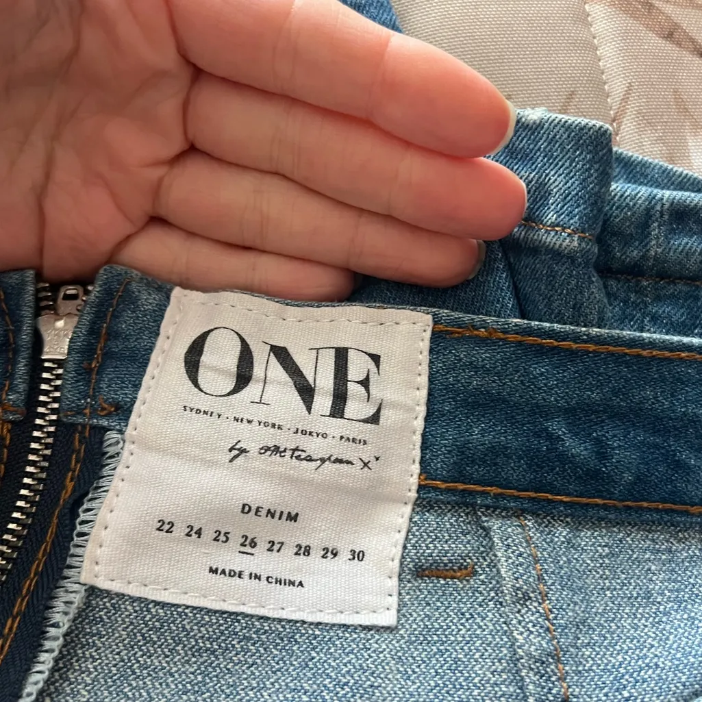 One Teaspoon Free Love High Rise Distressed‎ Denim Pencil Straight Skirt Size 26 - Image 5