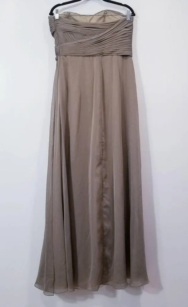 Bari Jay Olive Green Pleated Rhinestones Strapless Evening Dress Size 12 - Image 14