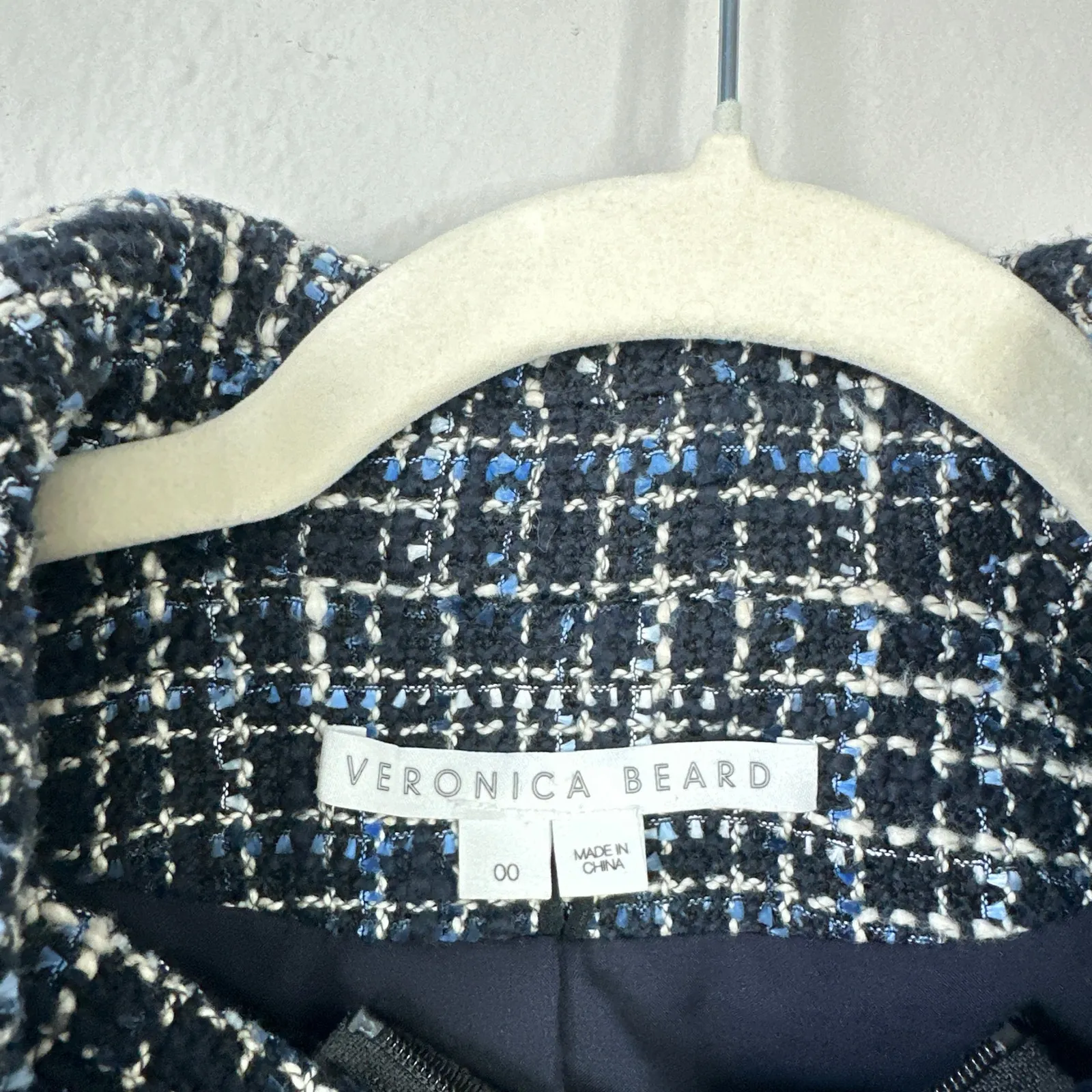 VERONICA BEARD Hosanna Dickey Jacket Blazer Navy Blue Tweed Size 00 - Image 6