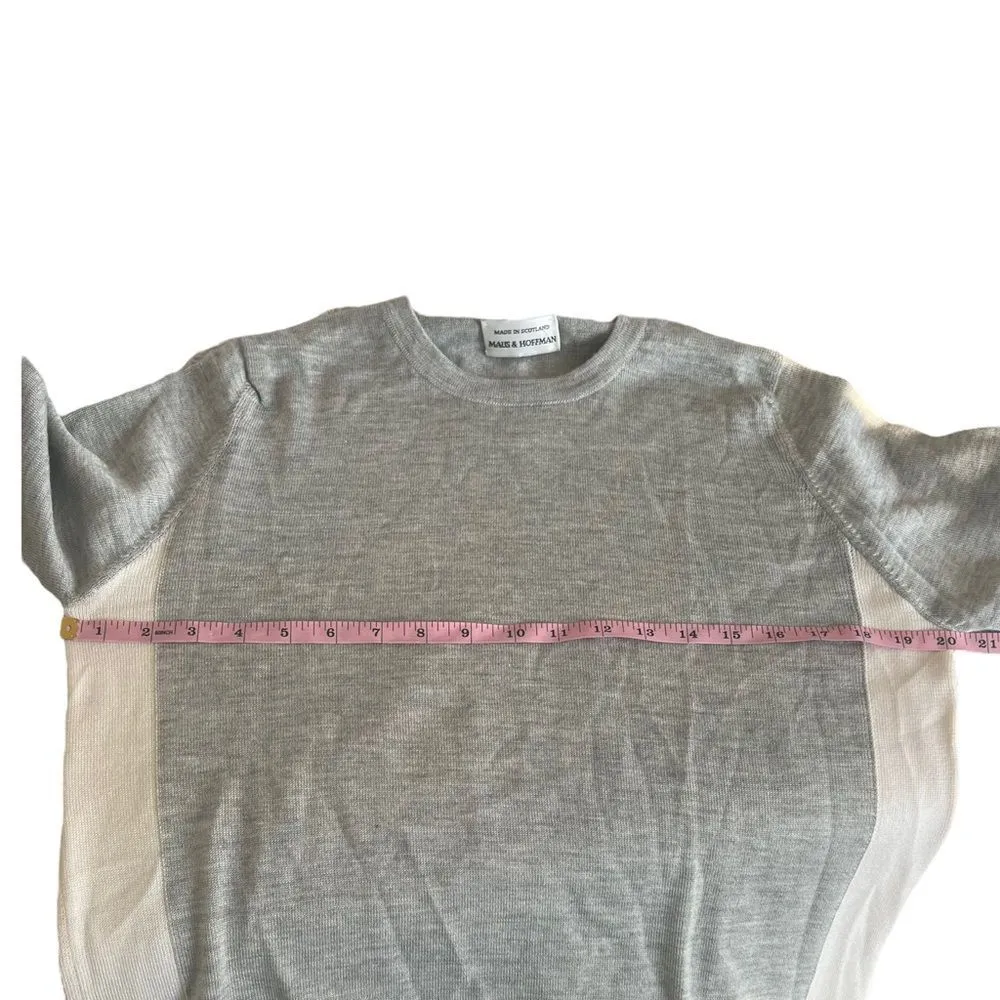 Maus & Hoffman Gray Cream Cashmere Silk 3/4 Sleeve Sweater Top L Size L - Image 7