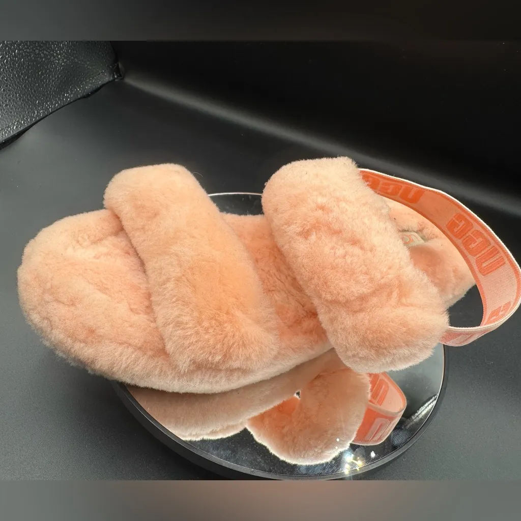 UGG Soft Coral Fluffy Slippers - Image 5