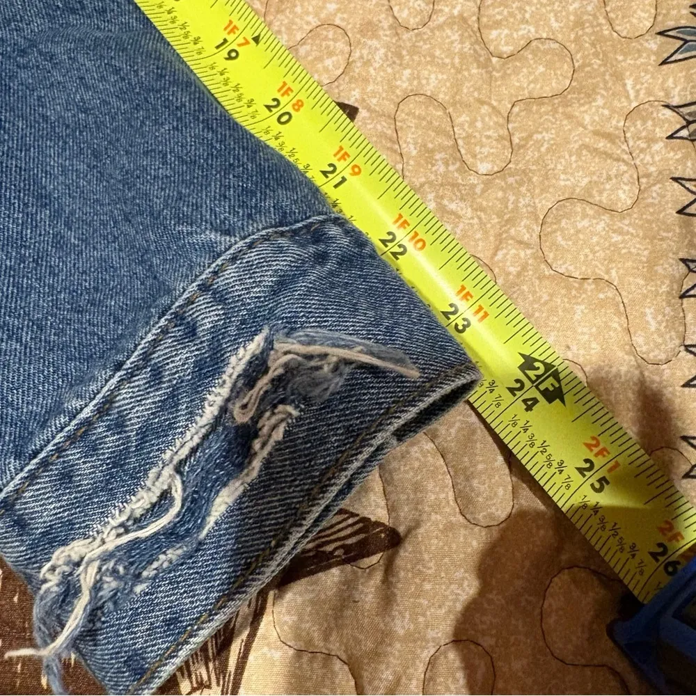 Wax Jean Floral Embroidered distressed jacket size L Blue Size L - Image 9