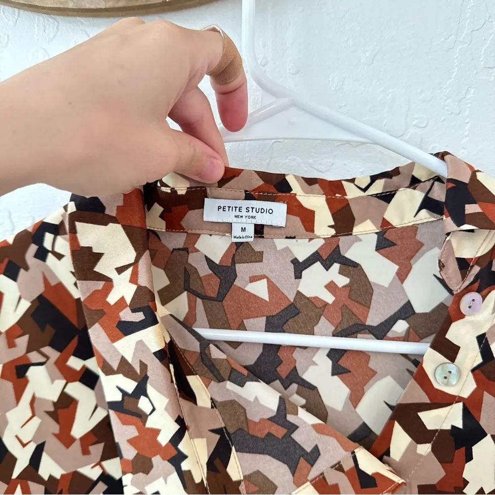 Petite Studio Alexa Dress Abstract Button Front Asymmetrical Midi Size M Red Size M - Image 7