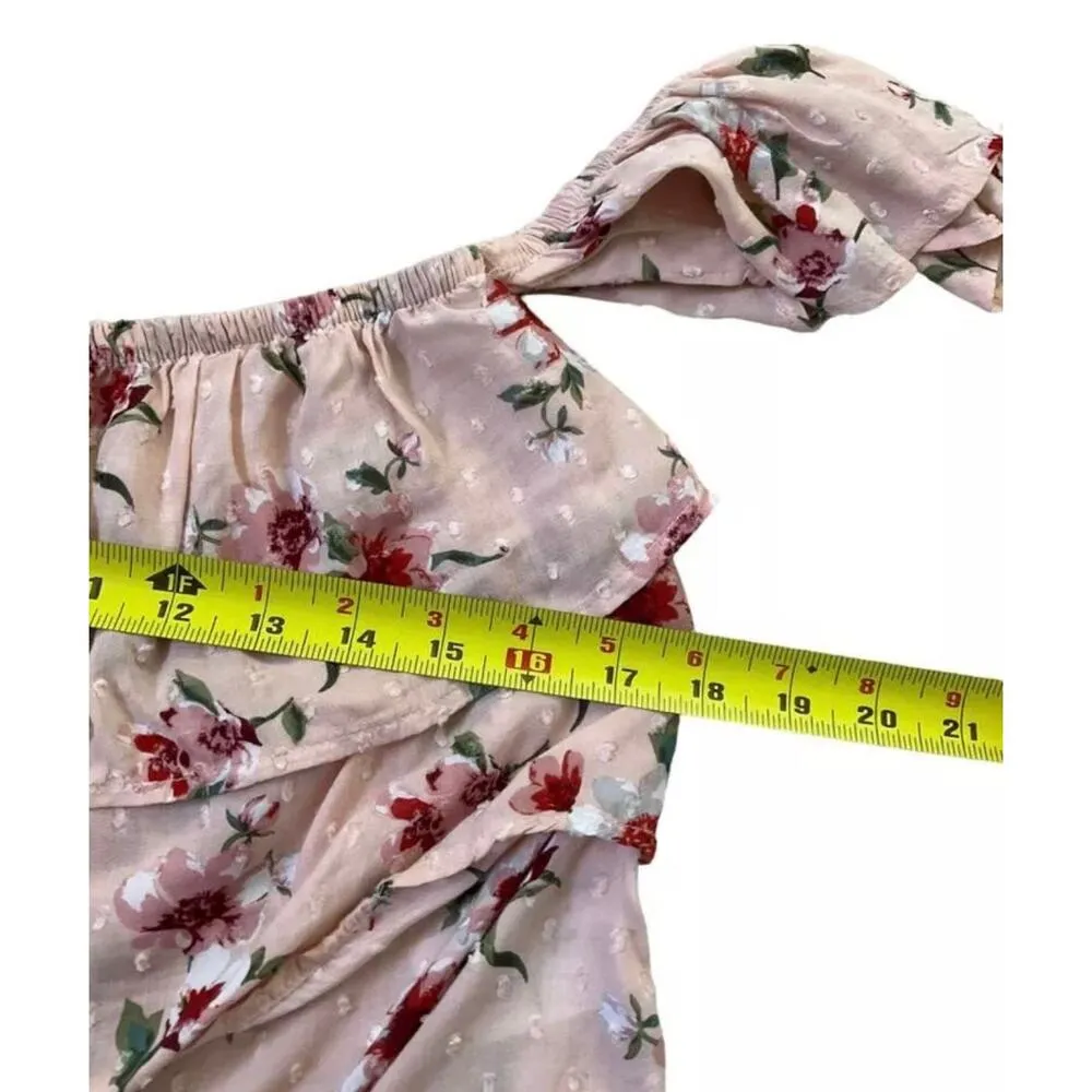 American Eagle Outfitters Women Sz XS Peach Floral Off The Shoulder | 7-223 - Image 6