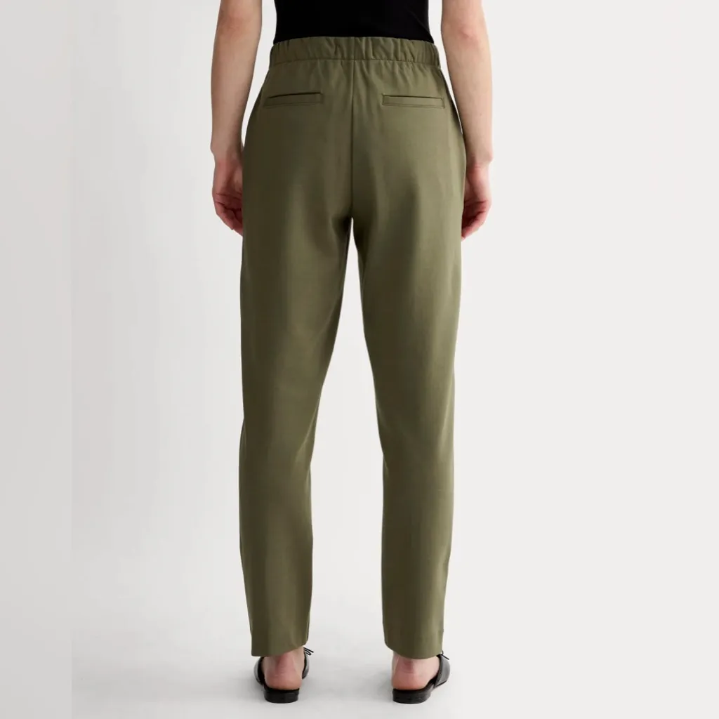 Everlane Drawstring Dream Pant Pintuck Tapered Leg Business Casual Olive Size M - Image 3