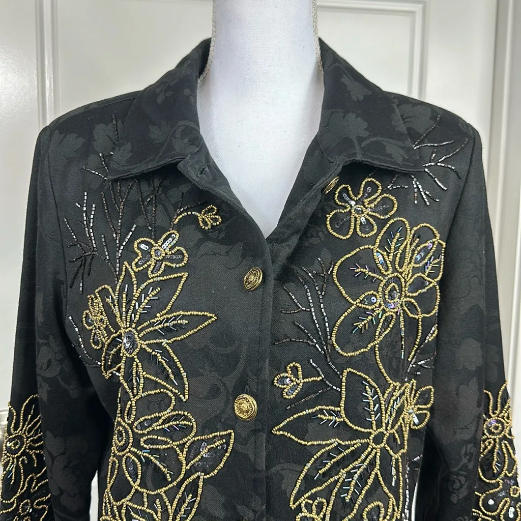 Vintage Draper’s & Damon’s Women’s Jacquard Classic Embellished Blazer Size M - Image 3