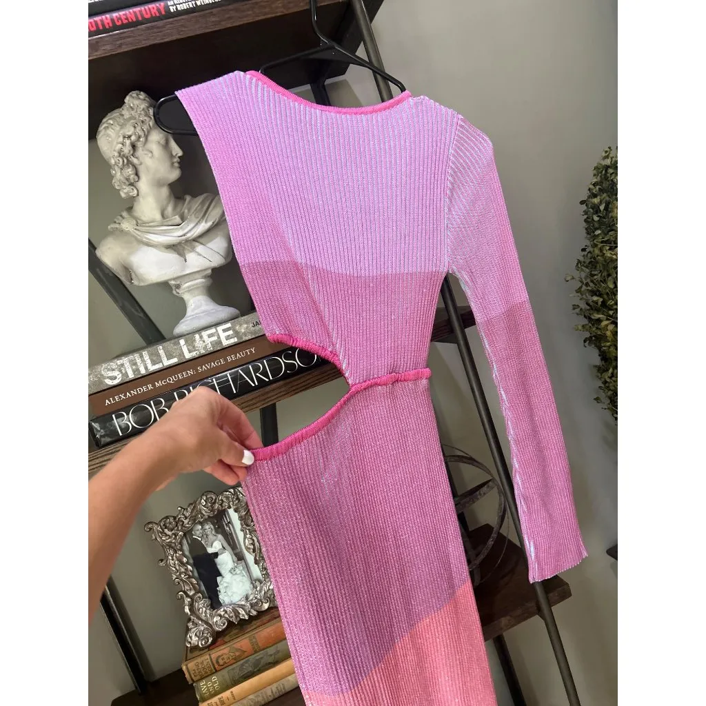 Baobab Ishi Cut Out Knit Maxi Dress Raspberry Womens Size Small Pink - Image 6