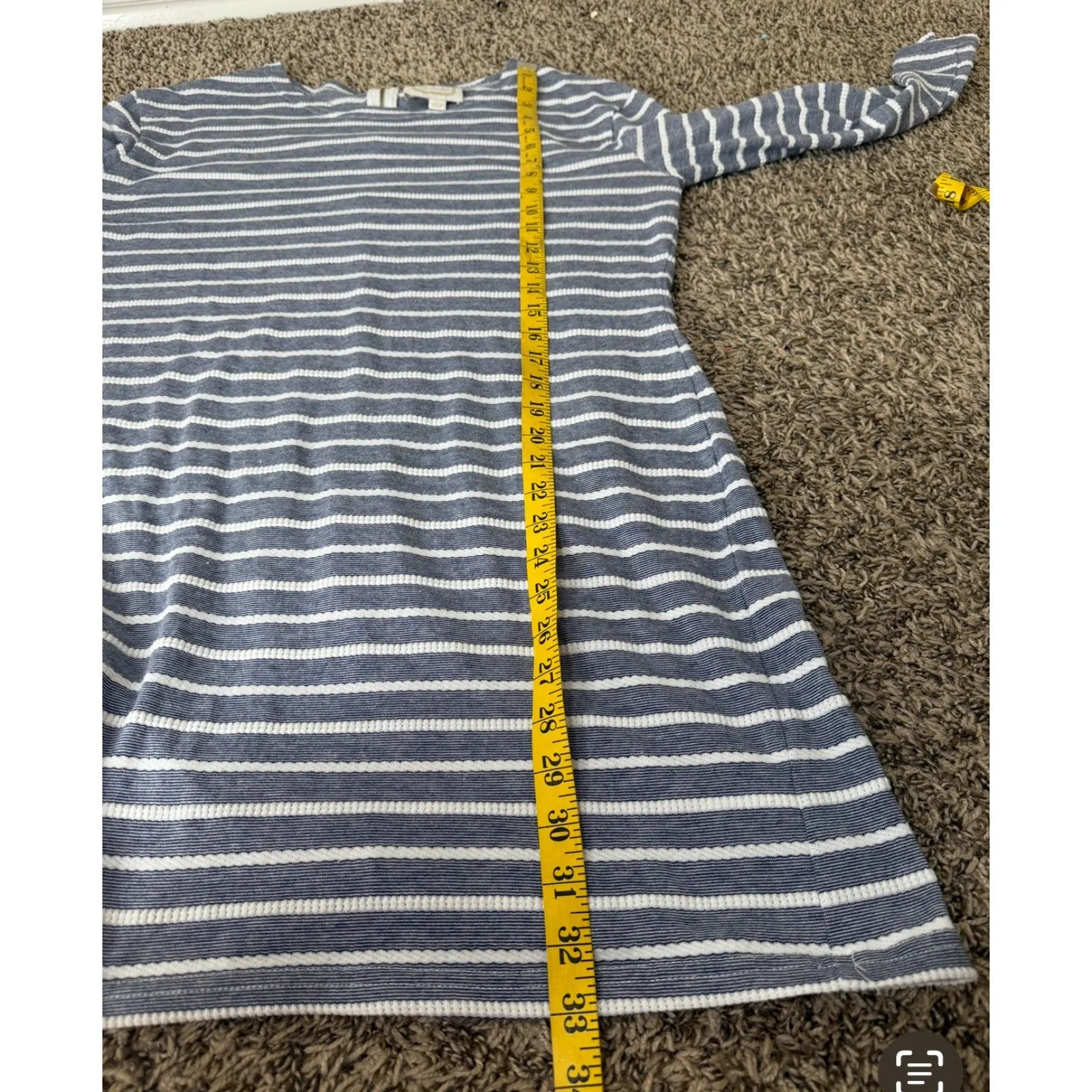 Sail to Sable Blue White Striped Long Sleeve Dress Sz L Nautical Beachy Coastal - Image 8