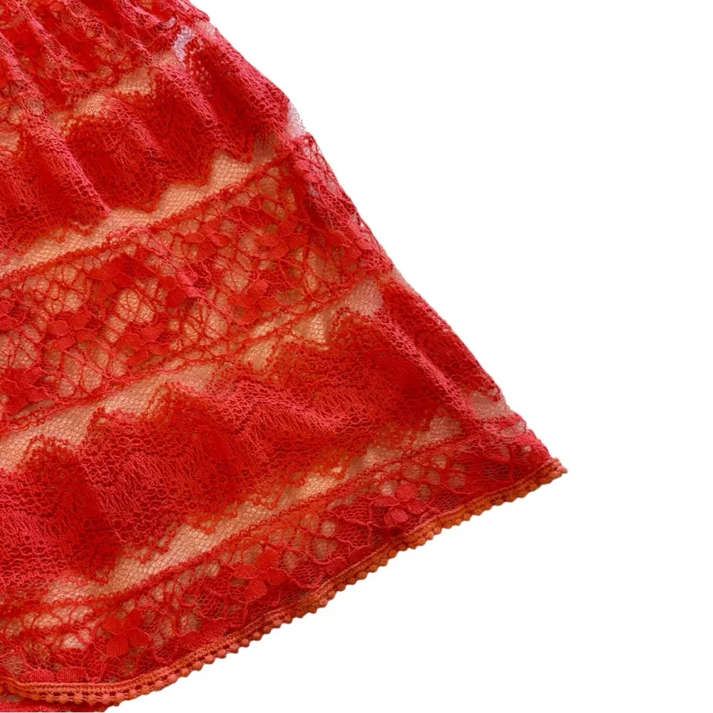 Anthropologie A’reve Red Lace and Crochet Bohemian Dress NWT Pink Size M - Image 5