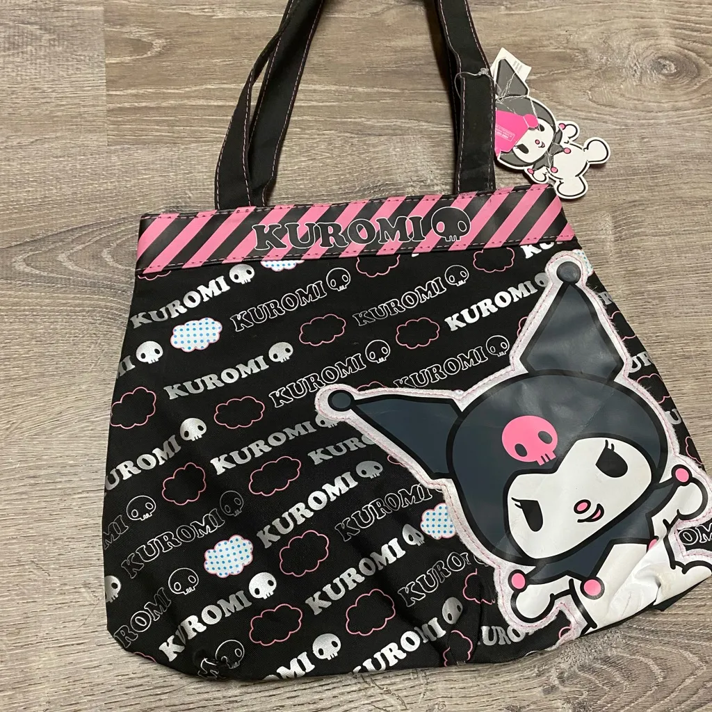 New Sanrio Kuromi Black & Pink Shoulder Tote Bag Cute Gothic Kawaii Purse | NWT - Image 2