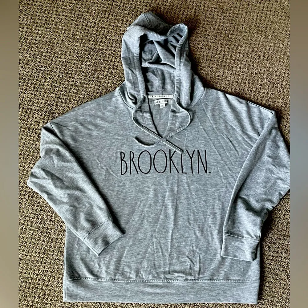 Rae Dunn Women’s Brooklyn Long Sleeve Hood Shirt in Light Heather Gray - Image 2