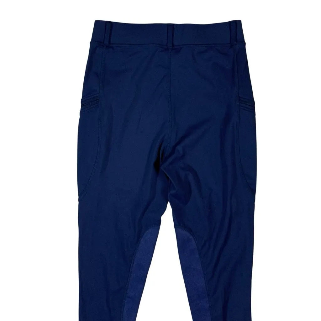 Santiny Navy Equestrian Riding Pants S Zip Pocket Knee Patch Stretchy Blue - Image 5