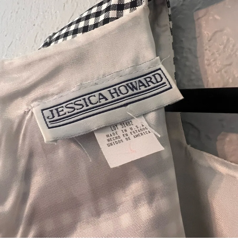 Jessica Howard black white Floral Embroidered Tank Sheath Dress 90s Sz 8 #103 - Image 3