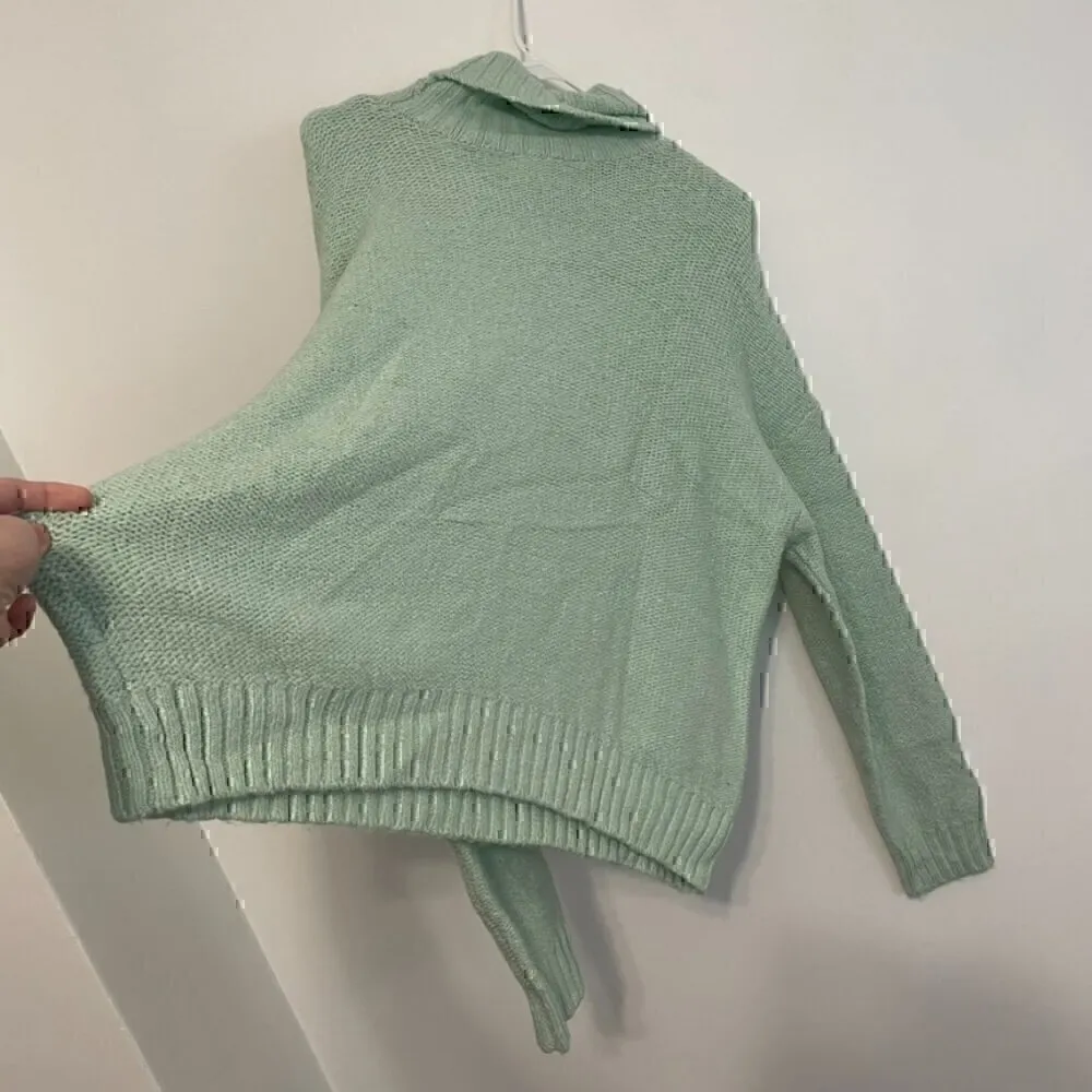 BP NORDSTROM Cozy Cable Knit Turtleneck Sweater Mint Green Chunky Knit Winter L - Image 13