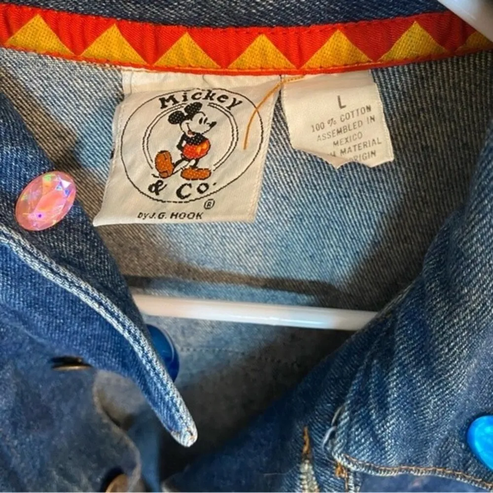 Vintage Disney Mickey & Co. Mickey Print Denim Jacket Sequins large - Image 6