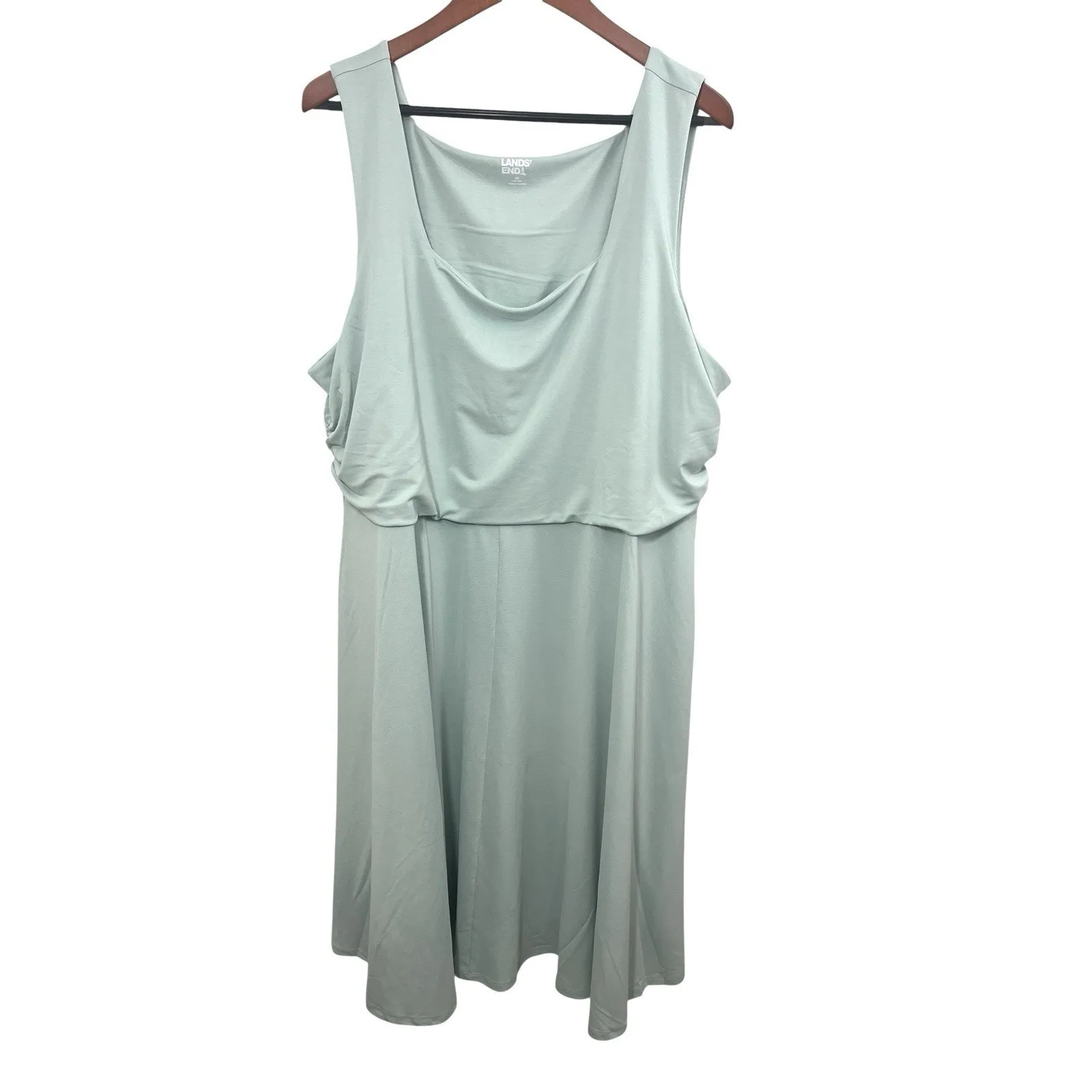 Lands' End Women's Dress Cupro Fit and Flare Sleeveless 3X Light Teal Green Size undefined - Image 4