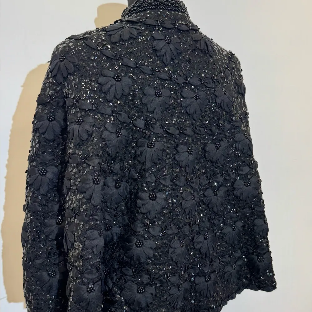 Vintage 1950s Black Beaded Cape - Image 4