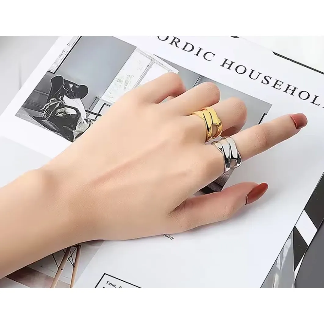 Layered Cross Ring | White Gold Sterling Silver‎ - Image 5