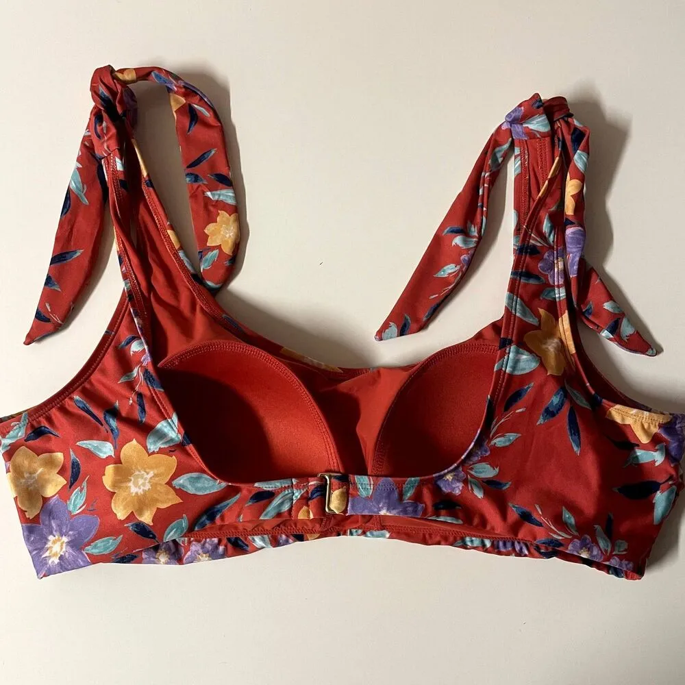 ModCloth Red Floral Tie Strap Swim Suit Top EUC Size XL - Image 11