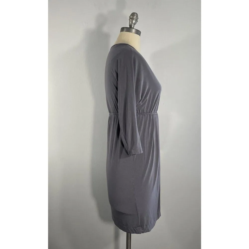 Tart Faux Wrap V-Neck Dolman Sleeve Dress Size XS Basic Minimalist Dark Gray - Image 2