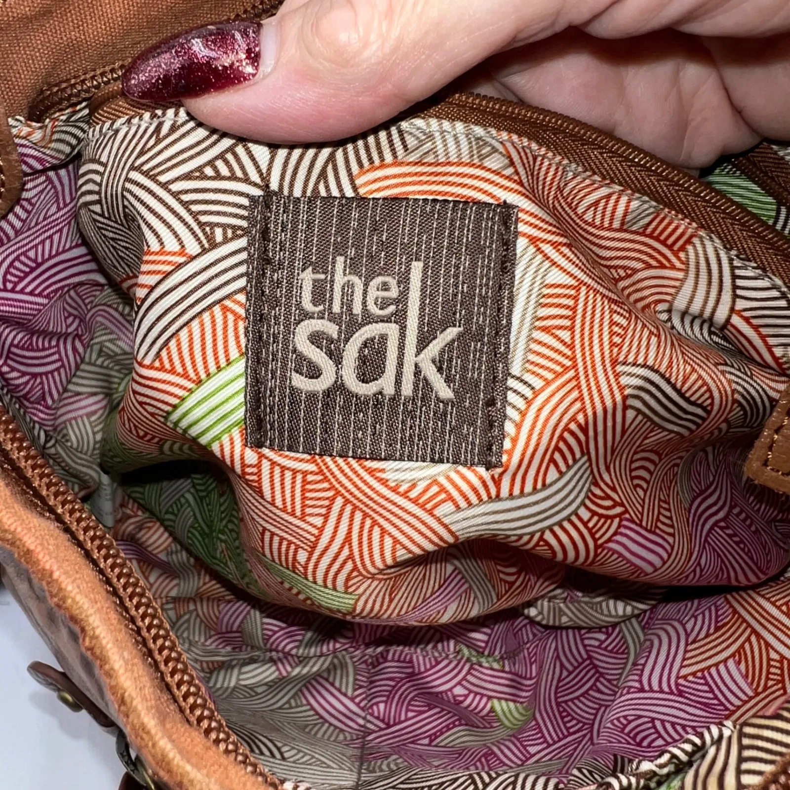 The Sak Brown Leather Shoulder Bag Convertible Strap Bronze Hardware Hobo - Image 14