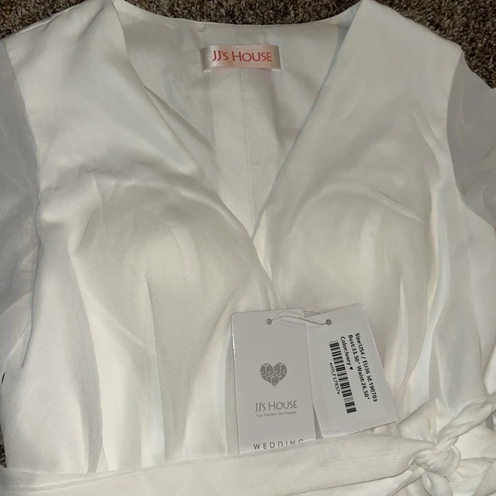 New JJs House Ivory SS Chiffon Bridemaid / Wedding Dress Sz 4 - Image 7