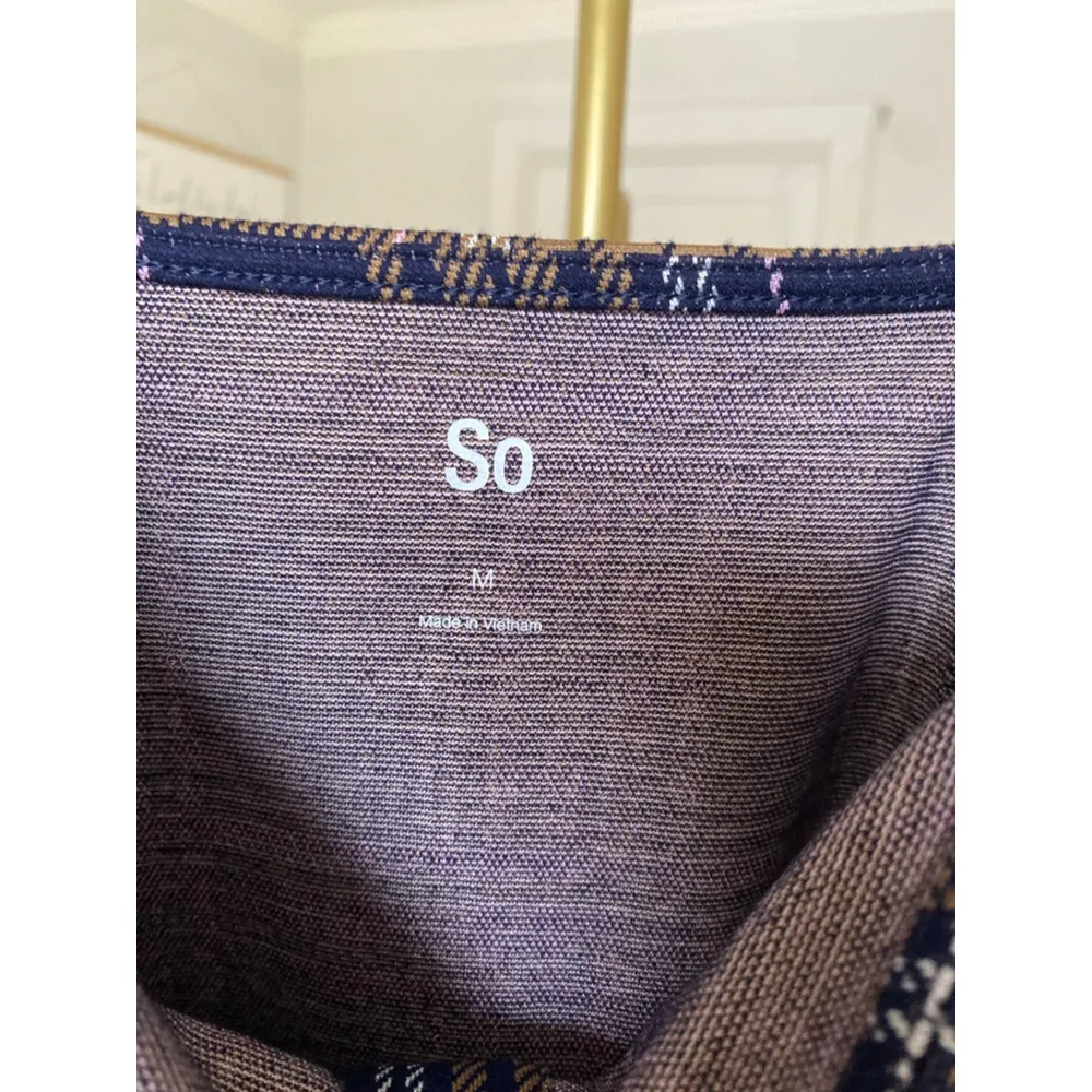 SO Plaid Mini Dress Dark Academia Summer Button Up Boho Baddie Festival Preppy M - Image 4