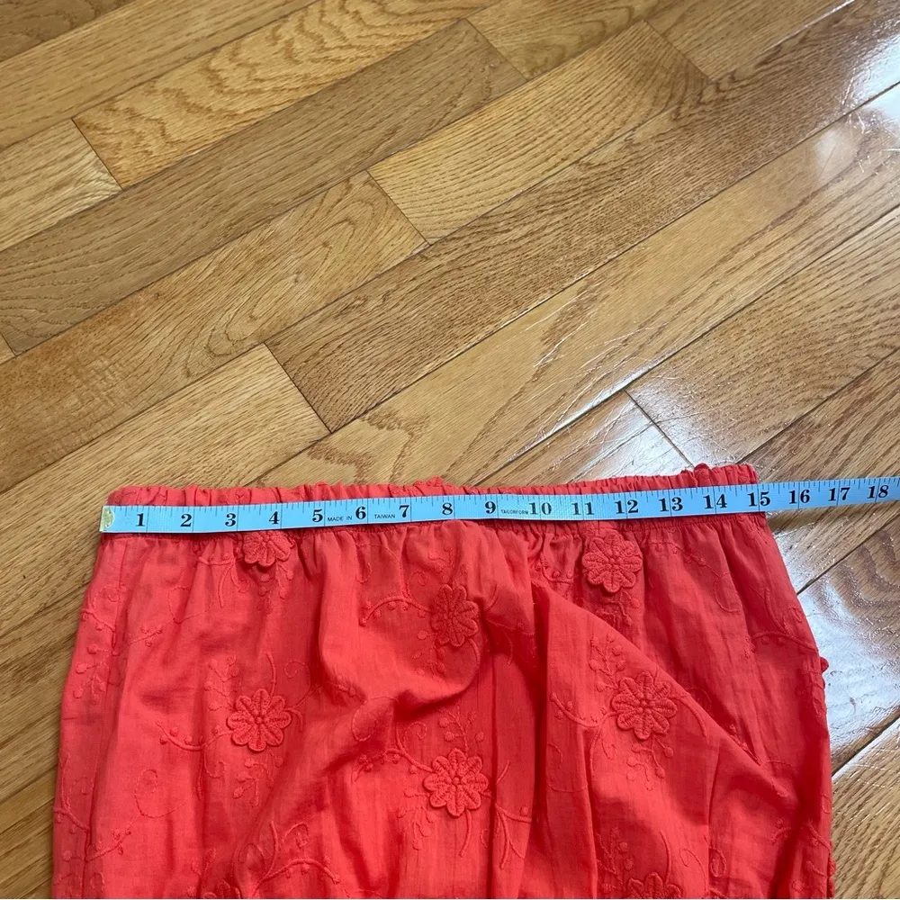 LOFT Beach Floral Embroidered Strapless Romper Red Orange Sz Medium NWT - Image 7