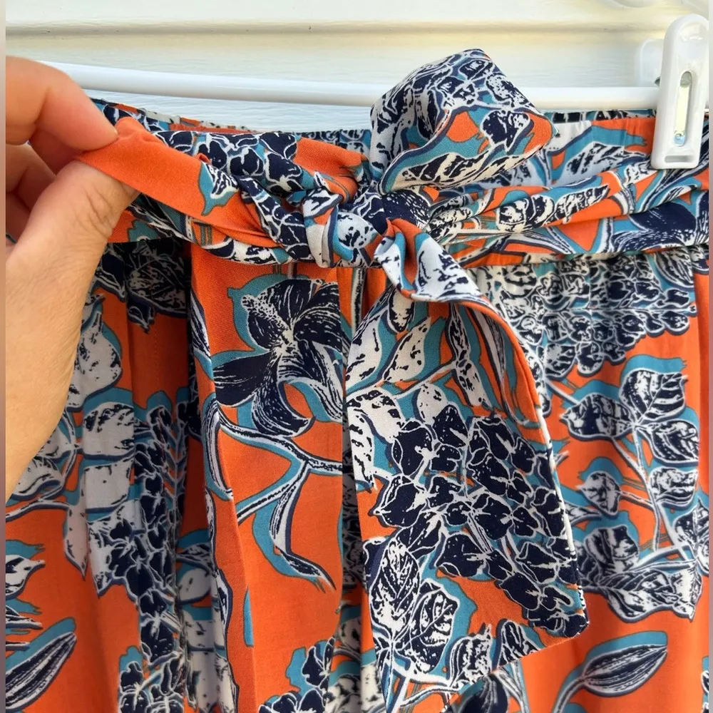 CAbi Orange Blue Maxi Wrap Skirt - Image 3