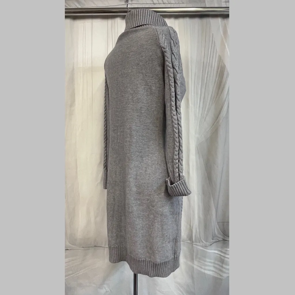Bargain Cable Gray Turtleneck Sweater Dress Size XL - Image 4