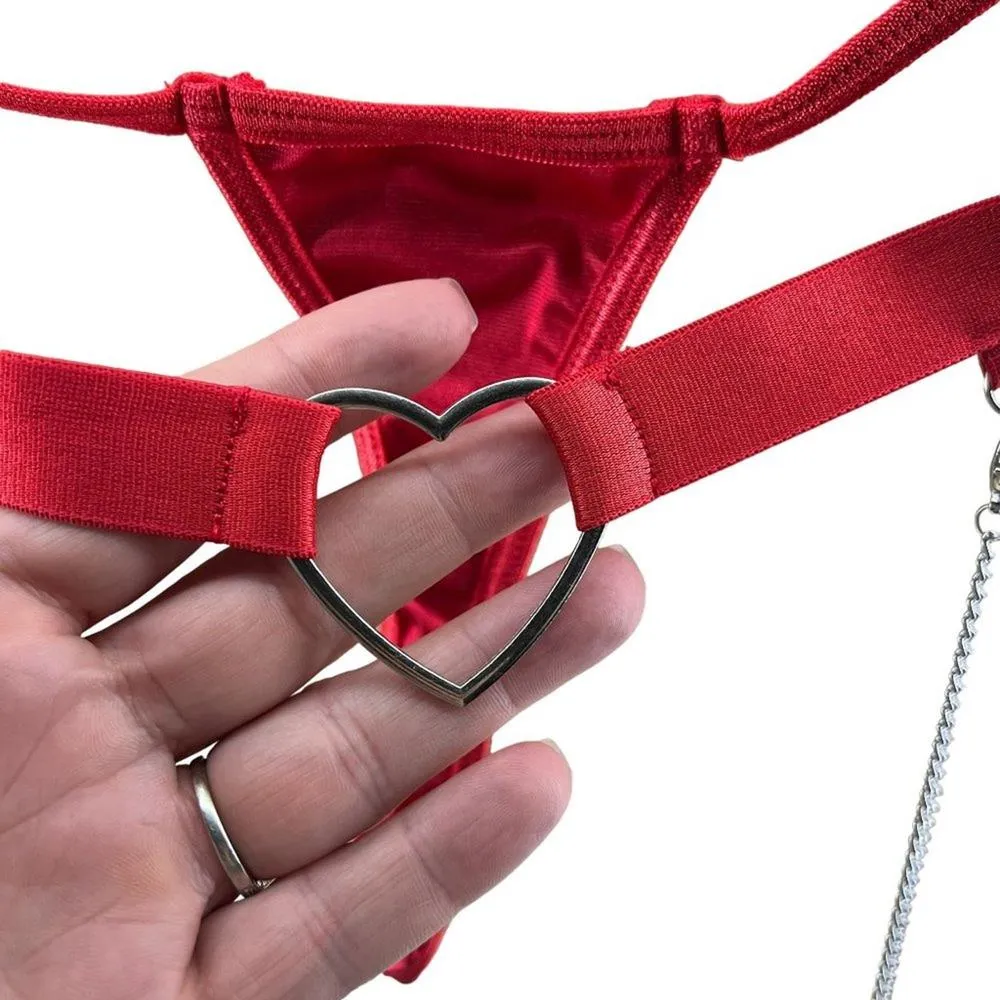 Womens Red Hot Sexy Lingerie Naughty Play Set 3 Pcs Sleepwear Lace Medium - Image 8