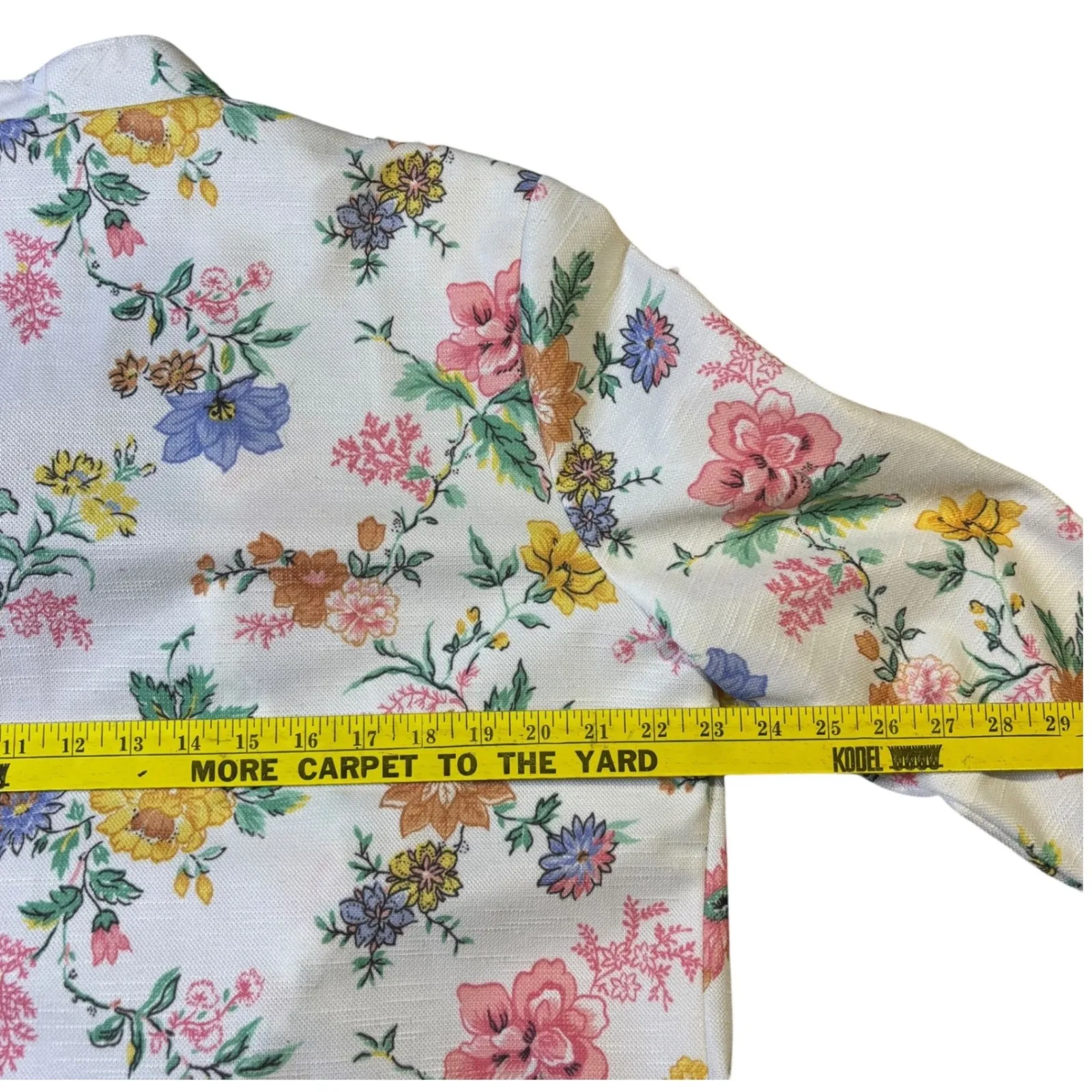 Pykettes Floral Blazer Jacket Women's Open Front Lightweight Cropped White Size M - Image 8