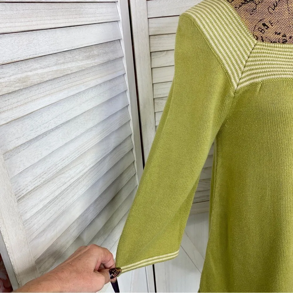 Banana Republic Factory Striped Square Neck Sweater Olive Green Small - Image 6