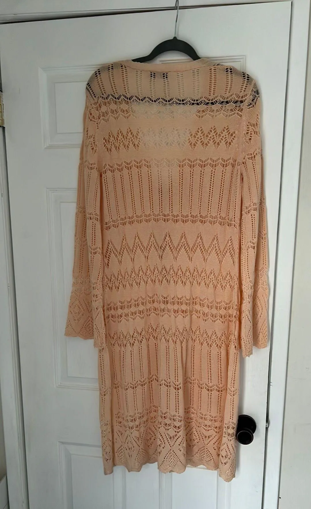 Peach Crochet Cardigan Orange Size L - Image 6
