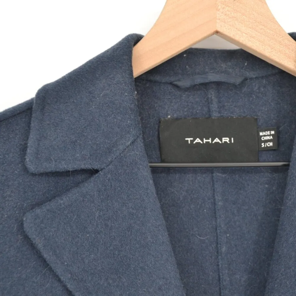 Tahari Double Face Wool Blend Two Button Coat Single Breasted in Navy Women's S - Image 4
