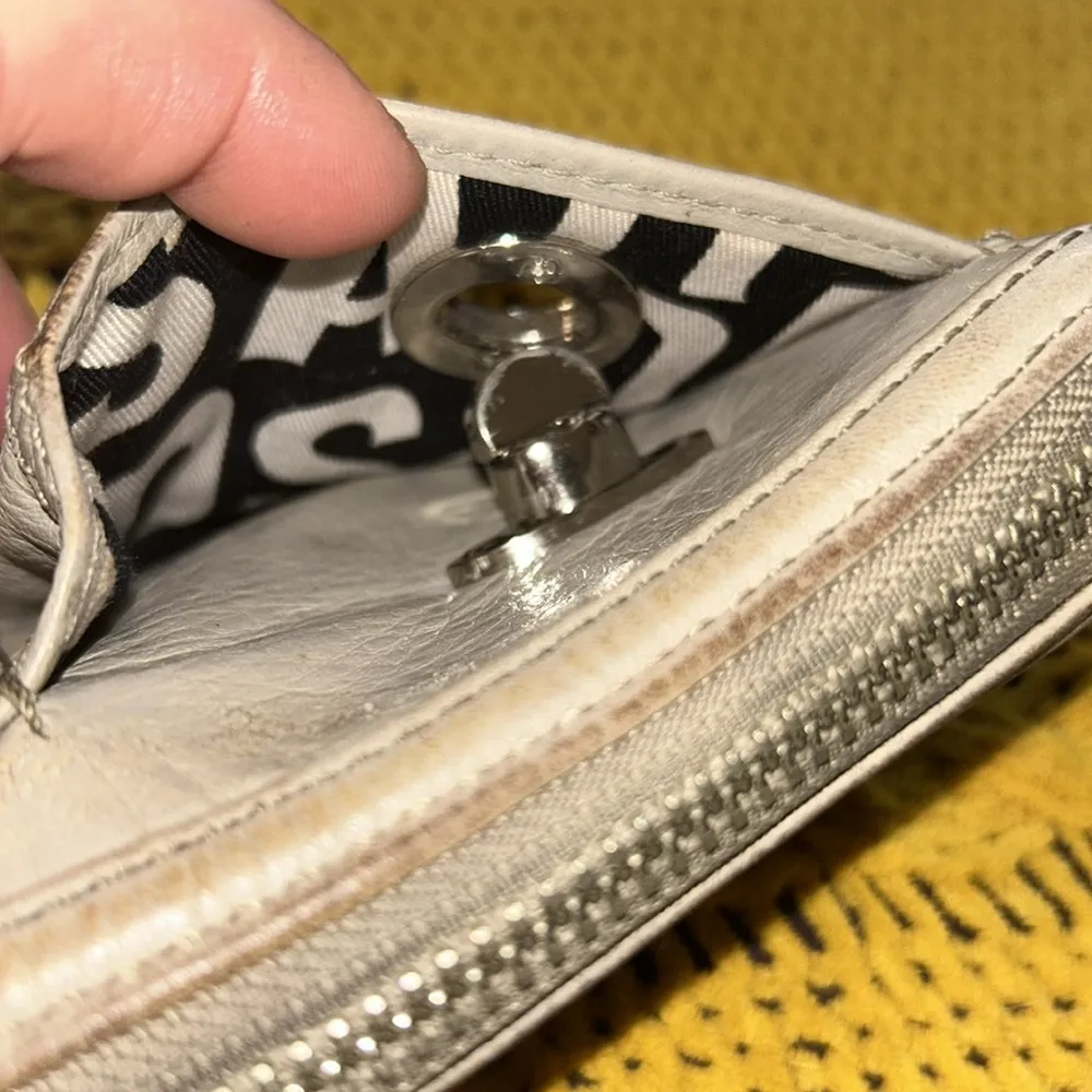 Beige Pebbled Leather Long Wallet - Image 11