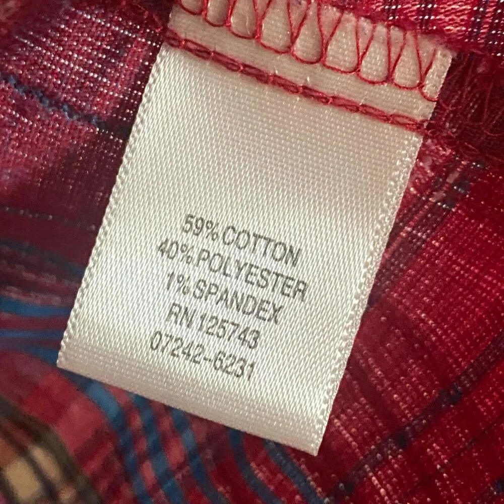 C.J Banks Women's Red White Blue Plaid Button Down Shirt Plus Size X Seersucker - Image 11