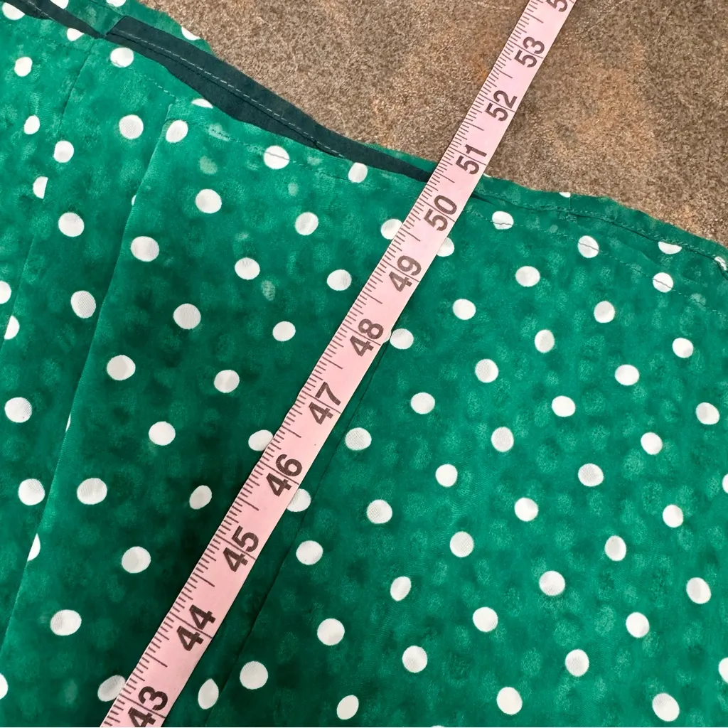 Unique Vintage Polka Dot Godet Short Sleeve Midi Dress Retro Green XL 14 - Image 15