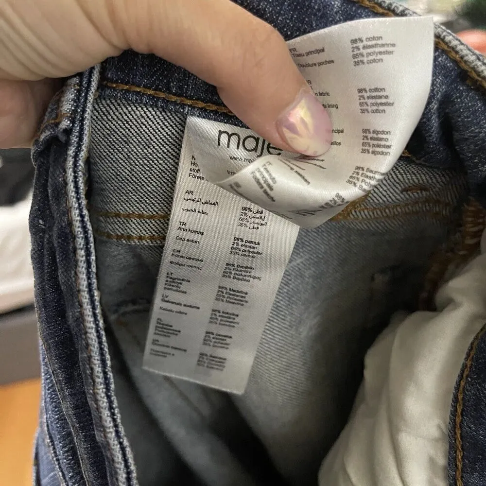 Maje Jeans Blue Fray hem denim jeans Slim Straight size XS US 0 - Image 7