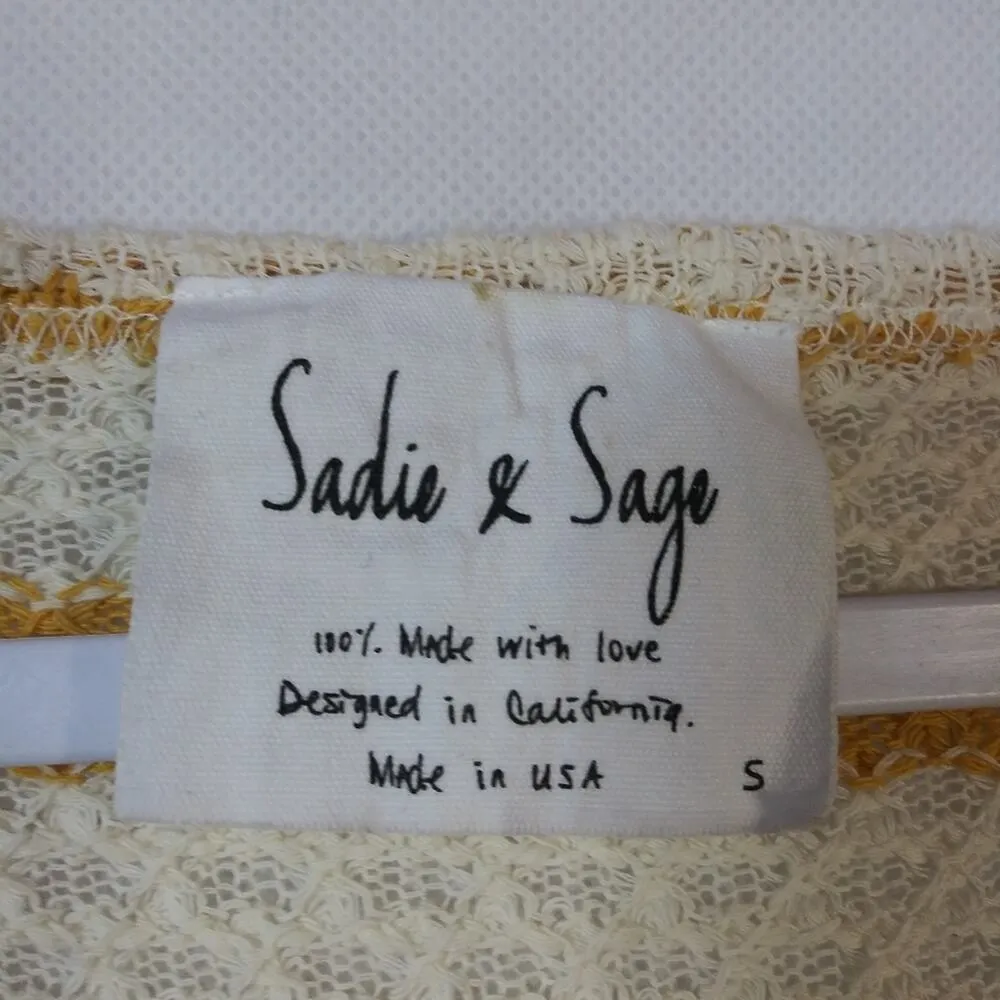 Sadie & Sage Yellow Stripe V Neck Knit Sweater Top Size Small - Image 6