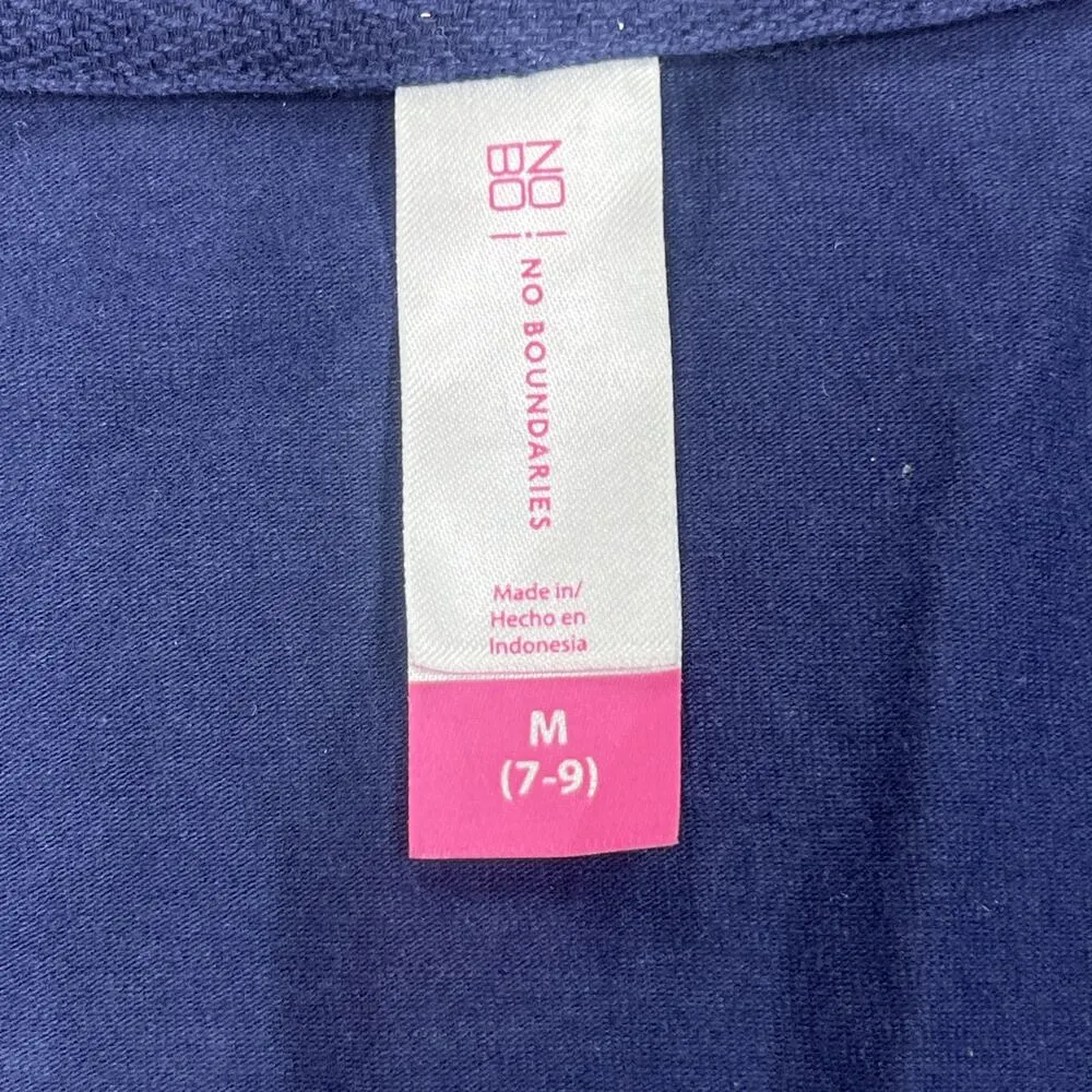 No Boundaries Y2K Polo Shirt Womens M Blue Babydoll Tee Preppy Uniform 90s - Image 3