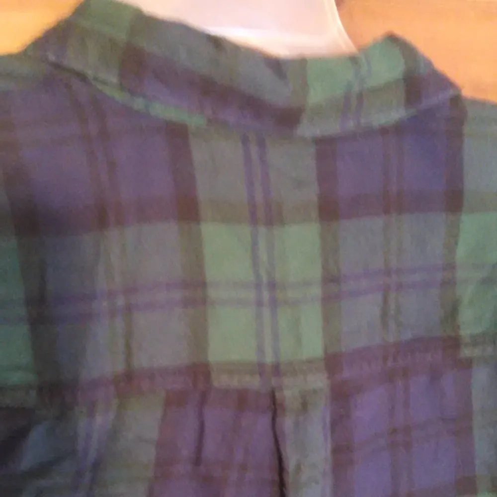 Women's Classic Old Navy Green and Blue Flannel Shirt - Image 6