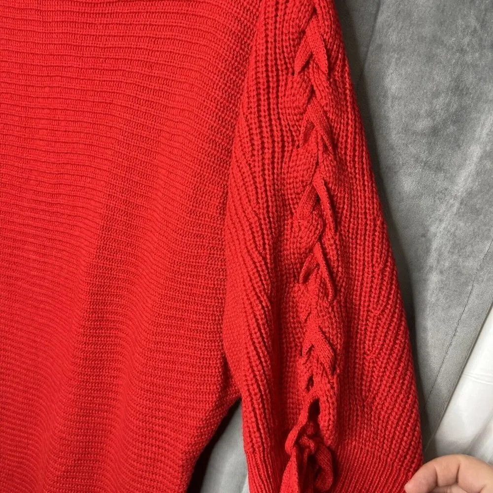 Womens‎ Red Sweater 3X Tunic Chunky Knit Dolman Sleeve - Image 3